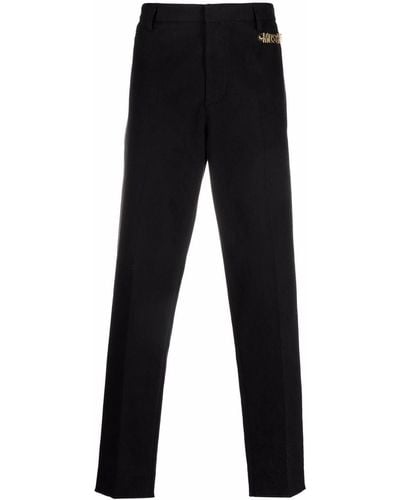 Moschino Logo Embellished Tailored Pants - Black