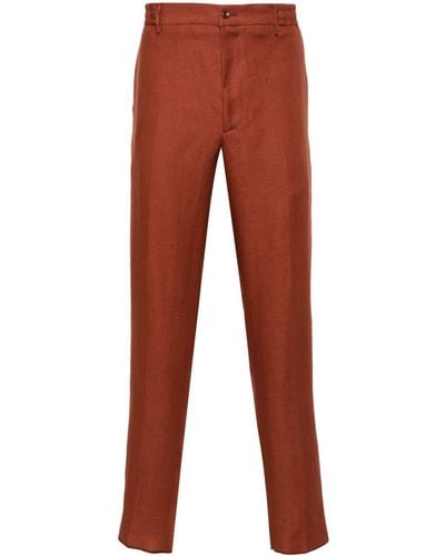 Tagliatore Pressed-crease linen tapered trousers - Rot