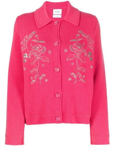 Barrie Floral-embroidered Beaded Jacket - Pink