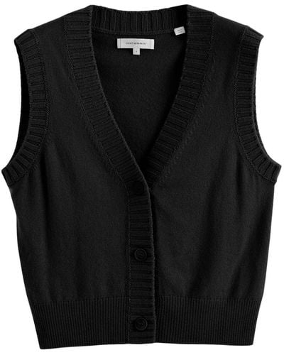 Chinti & Parker V-neck Wool Vest - Black