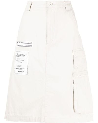 Izzue Jupe en coton à détail de patch - Blanc