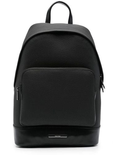 Calvin Klein Logo-plaque Faux-leather Backpack - Black
