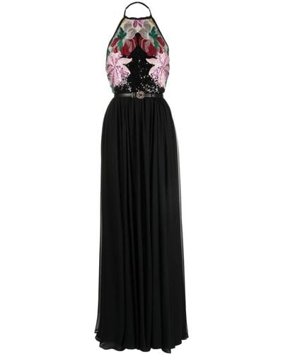 Elie Saab Sequin-embroidered Silk Maxi Dress - Black