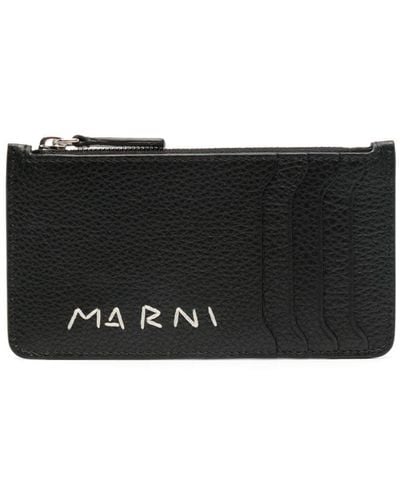 Marni Embroidered-logo Cardholder - Black
