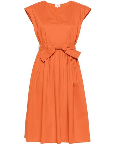Woolrich Popeline-Kleid mit V-Ausschnitt - Orange