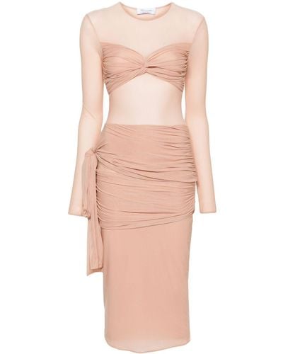 Blumarine Ruched Jersey Midi Dress - Pink