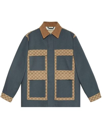 GG Supreme linen formal jacket in camel and ebony