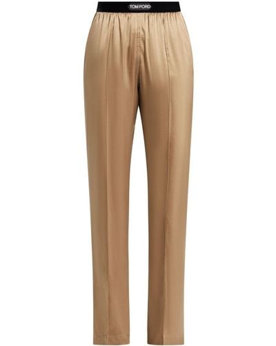 Tom Ford Straight-leg Satin Trousers - Natural