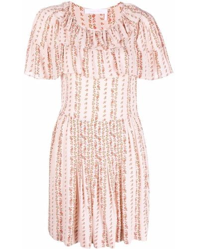 See By Chloé Floral-print Cape-like Mini Dress - Pink