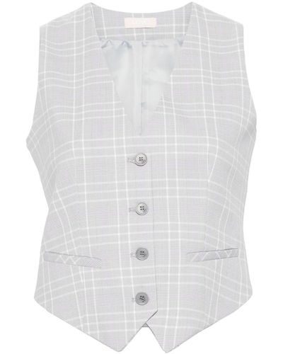 Liu Jo Plaid-pattern Waistcoat - White