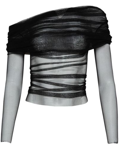 Christopher Esber Veiled Silk Top - Black