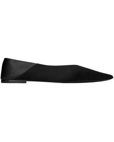 Saint Laurent Carolyn Crepe-texture Ballerina Shoes - Black