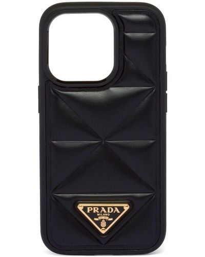 Prada Iphone 14 Pro Padded-design Case - Black