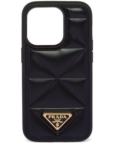 Prada Coque d'iPhone 14 Pro à design matelassé - Noir