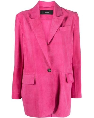 Arma Single-breasted Suede Blazer - Pink