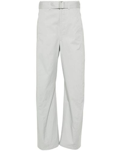 Lemaire Belted Cotton Palazzo Trousers - Grey