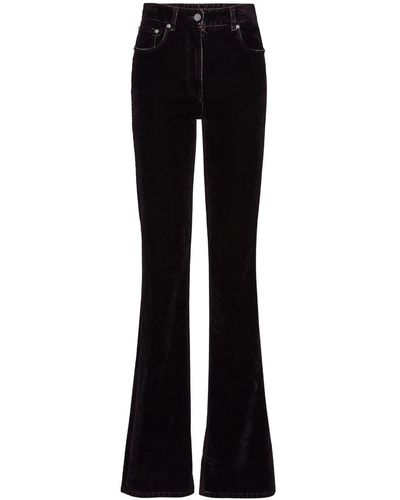 Ferragamo High-waist Flared Velvet Trousers - Black