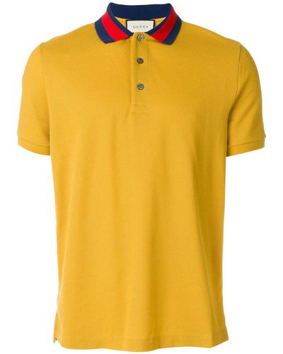 Gucci Polo Shirt With Wolf Appliqué - Yellow