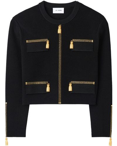 St. John Zip-embellished Cardigan - Black