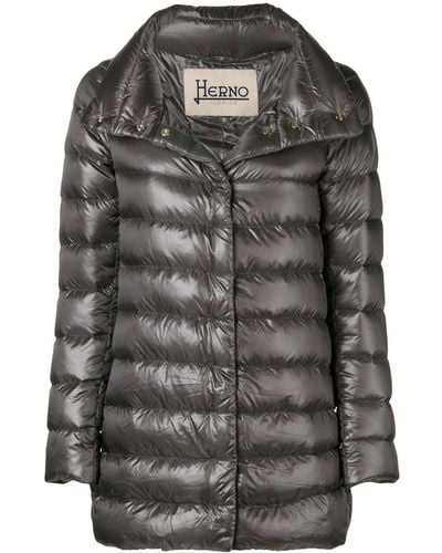 Herno Funnel-neck padded coat - Gris