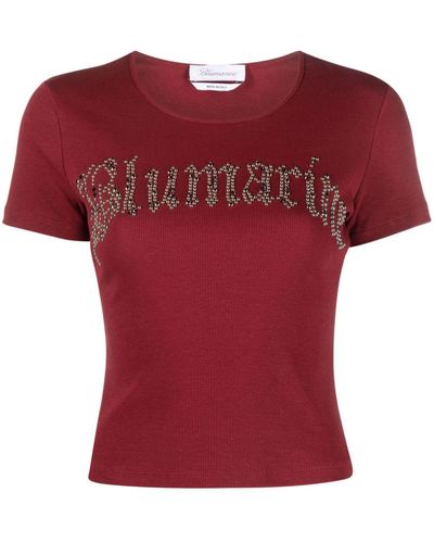 Blumarine T-Shirt mit Strass - Rot