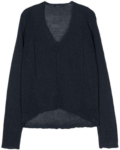 Transit V-neck Paneled Sweater - Blue
