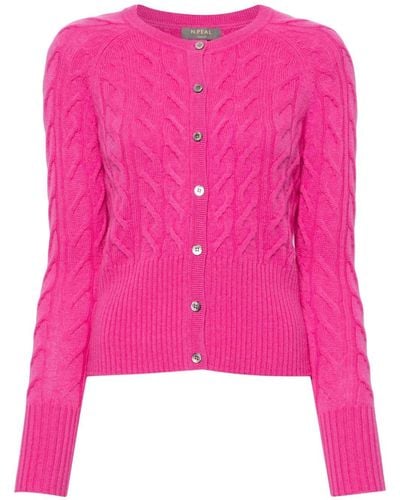 N.Peal Cashmere Myla Cable-knit Cashmere Cardigan - Pink
