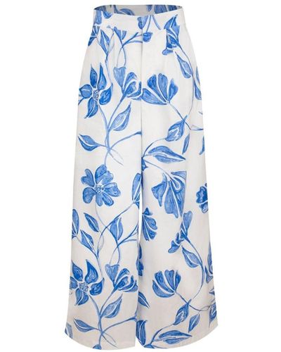 PATBO Weite Nightflower Hose mit Blumen-Print - Blau