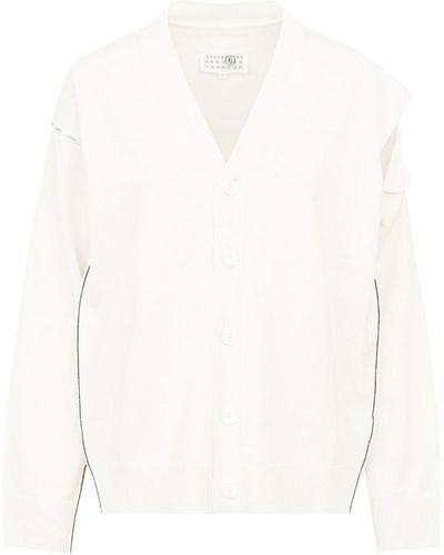 MM6 by Maison Martin Margiela Cardigan mit V-Ausschnitt - Weiß