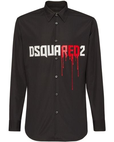 DSquared² Logo-print cotton shirt - Schwarz