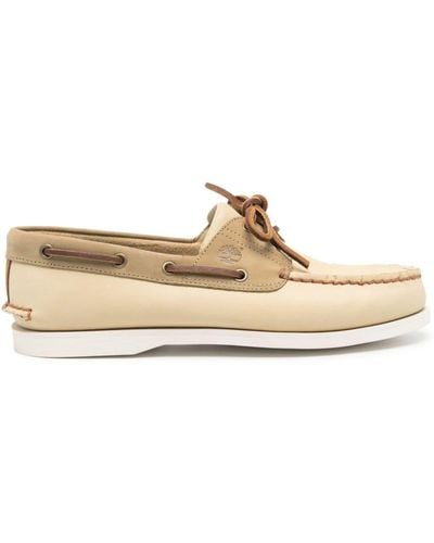 Timberland Logo-debossed Leather Boat Shoes - Natural