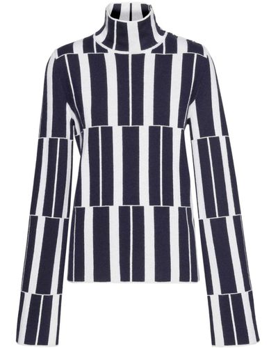 Ferragamo Stripe-pattern Cashmere Jumper - Blue