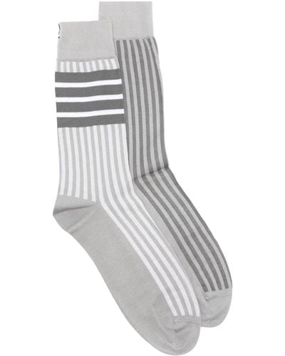 Thom Browne 4-bar Stripe Mid-calf Socks - Grey