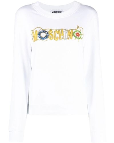 Moschino Sweater Met Logoprint - Wit