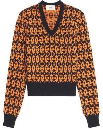 Ami Paris Sweater With Logo - Brown