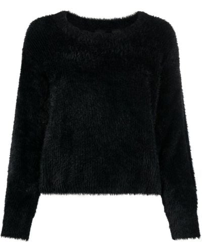 Pinko Textured Furry-knit Sweater - Black