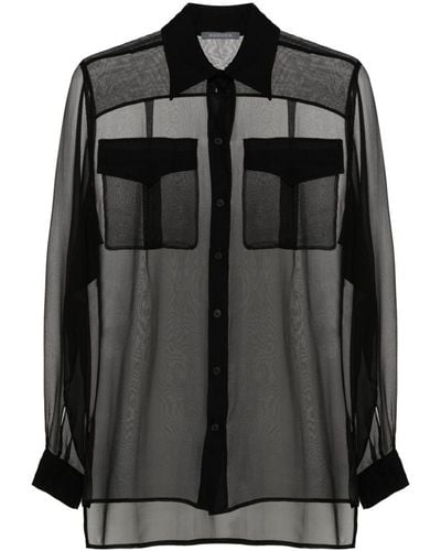 Alberta Ferretti Semi-sheer Silk Shirt - Black