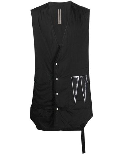 Rick Owens Logo-print Sleeveless Coat - Black