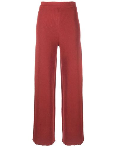 Aeron Pantalon en maille Lia à design nervuré - Rouge