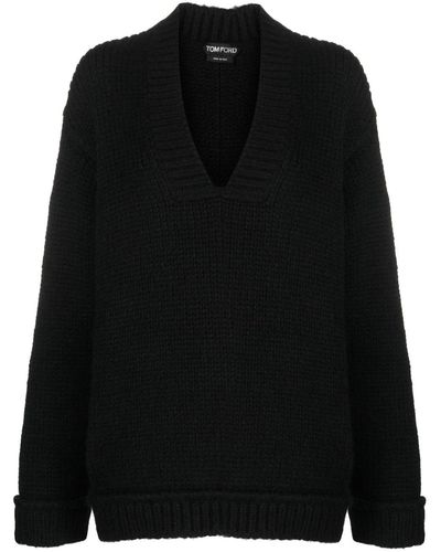 Tom Ford V-neck Pullover Sweater - Black