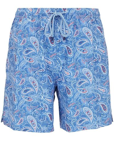 Peter Millar Paisley-print Drawstring Swim Shorts - Blue