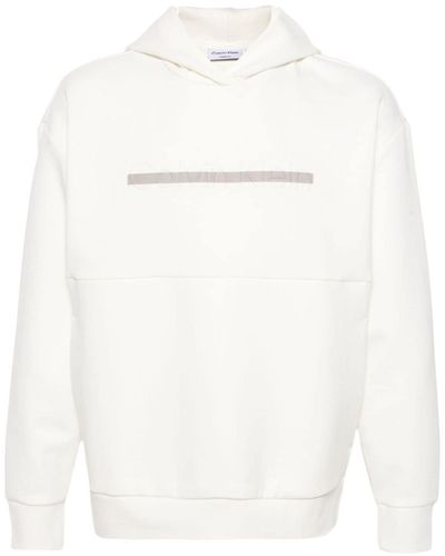 Calvin Klein Streifen-Hoodie mit Logo-Prägung - Weiß