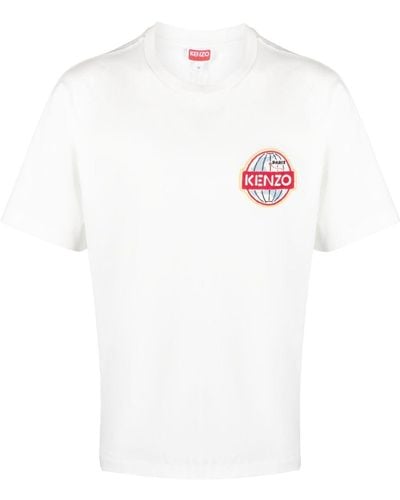 KENZO T-shirt en coton à patch logo - Blanc