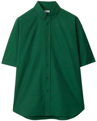Burberry Chemise en coton à logo brodé - Vert