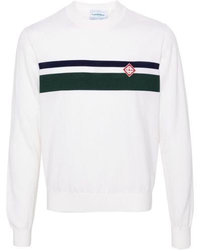 Casablanca Striped Wool Sweater - White