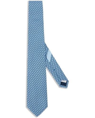 Ferragamo Woven-print Silk Tie - Blue