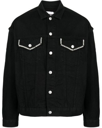 Izzue Detachable-sleeves Studded Denim Jacket - Black