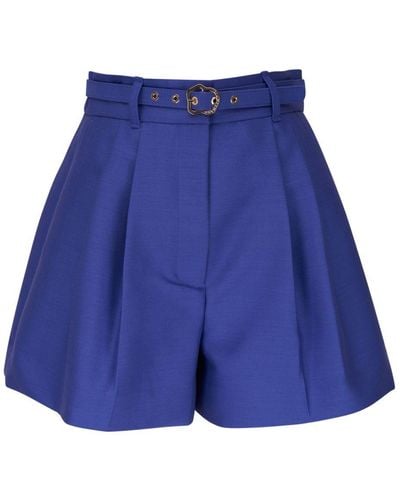 Zimmermann Belted High-waisted Shorts - Blue