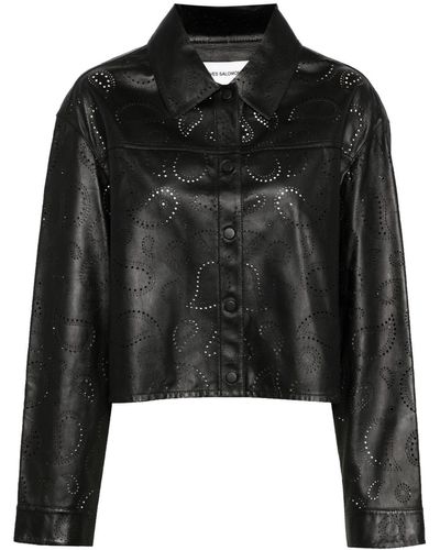 Yves Salomon Laser-cut Leather Jacket - Black