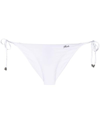 Karl Lagerfeld Logo-plaque Tied Bikini Bottoms - White